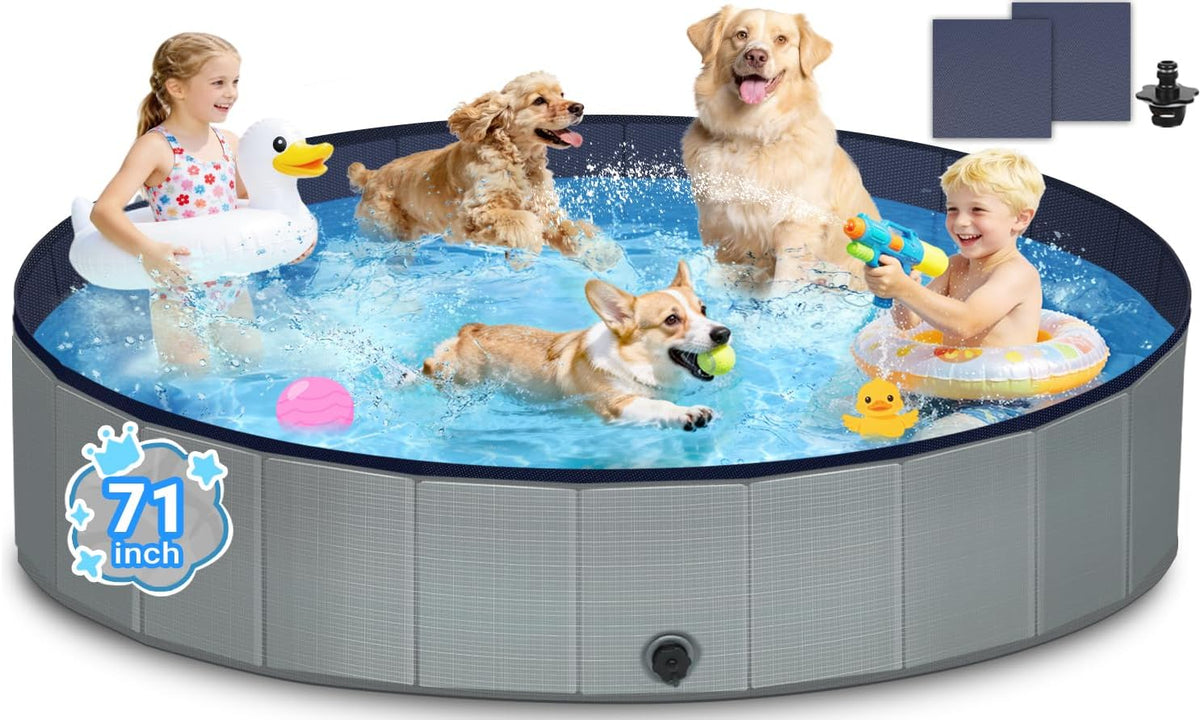 Dog Kiddie Pool for Small Medium Large Dogs, Multiple Pets - 71"x11.8"