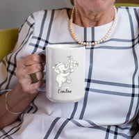 Cute Elephant Coffee Cup With Name, Personalized Elephant Lover Coffee Mug Gift For Men Women Kids Children, Awesome Animal White Ceramic Teacup 11 Oz 15 Oz, Custom Name Elephants Accent Coffee Mug