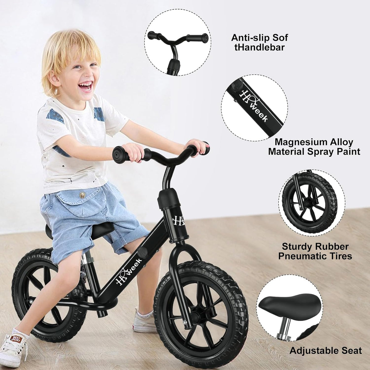Toddler Balance Bike for 3-5 Year Old 12” No Pedal Training Bike Toys - BK-BLACK - image 3