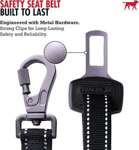 Tuff Pupper Dog Seat Belt | Adjustable Length Dog Seatbelt Restraint | Tangle-Free Locking Carabiner | Shock-Absorbing Bungee | Reflective Stitching for Visibility | Universal Fit for Cars & Trucks