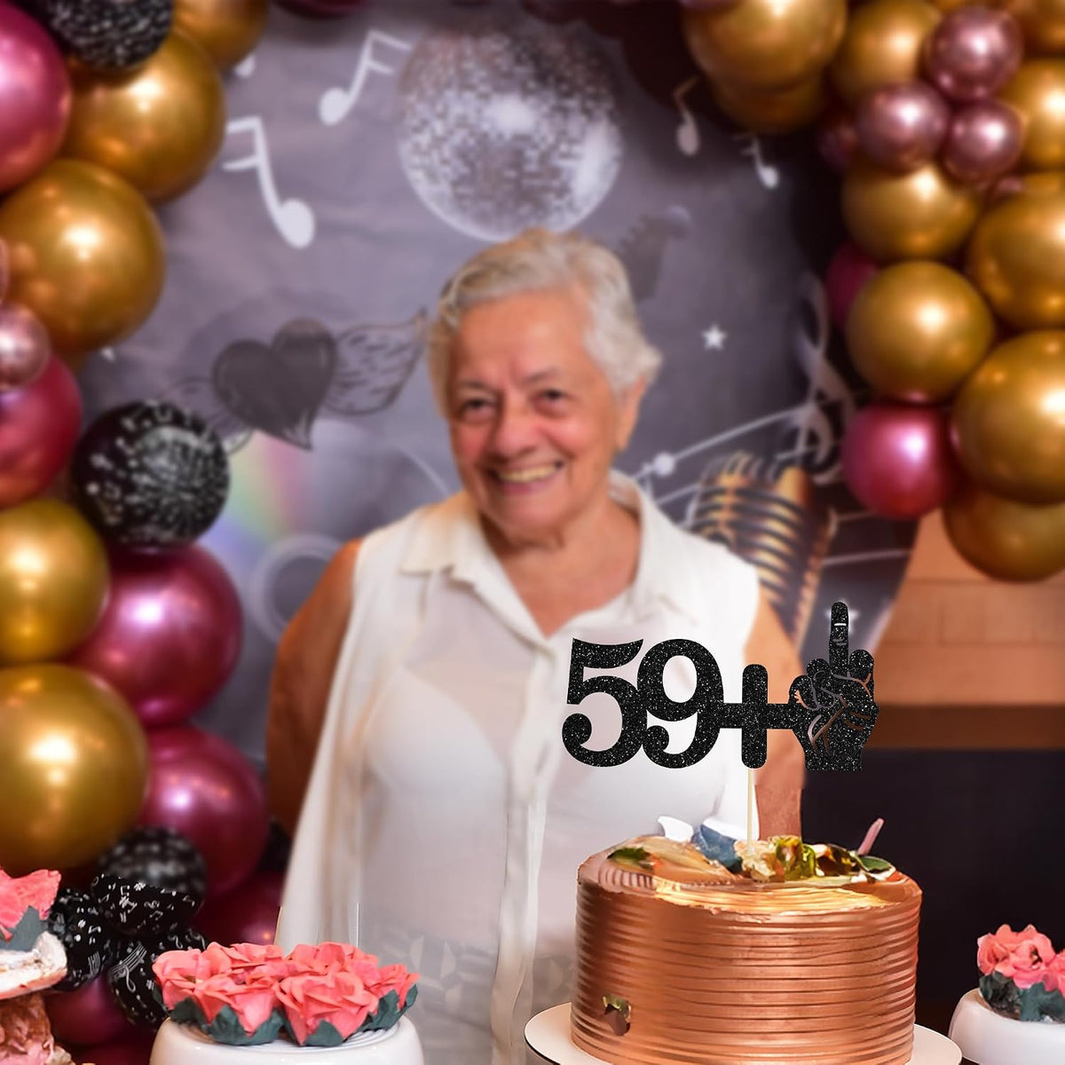 Ephlyn 1Pc 49+1 Black Glitter Cake Topper 50th Birthday Party Cake - 60th-1Pcs / Black - image 4