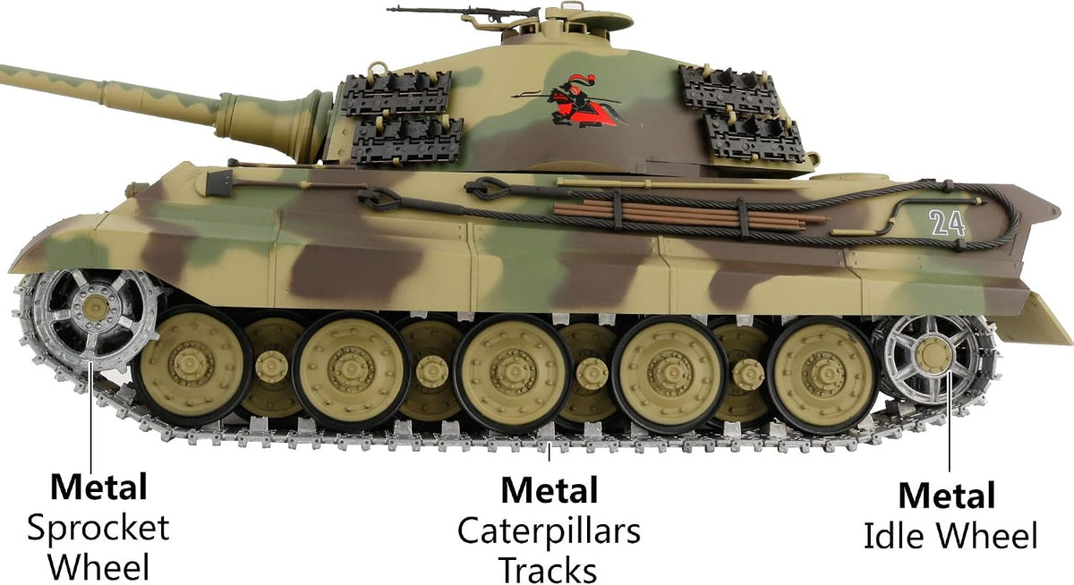 Heng Long 1/16 RC King Tiger tank, modified edition with metal tracks and rotating turret - view 2