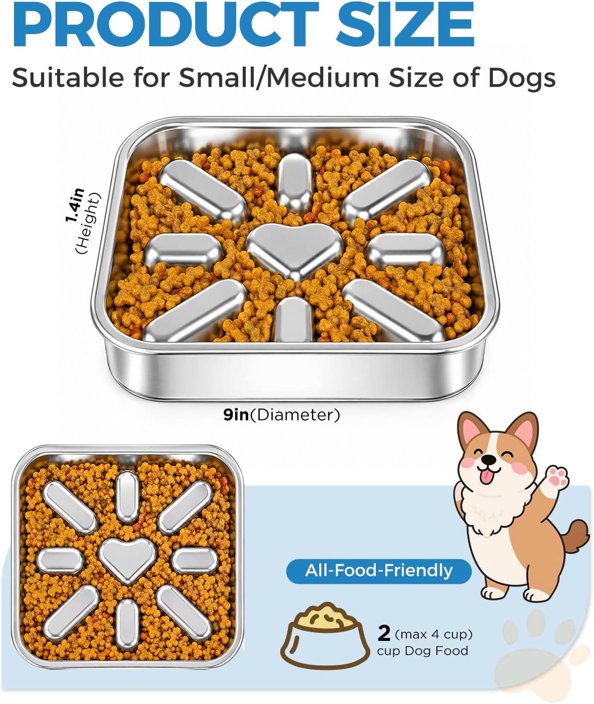 Slow Feeder Dog Bowls with Non-Slip Mat - 2.5 Cup 2 Pack - image 4