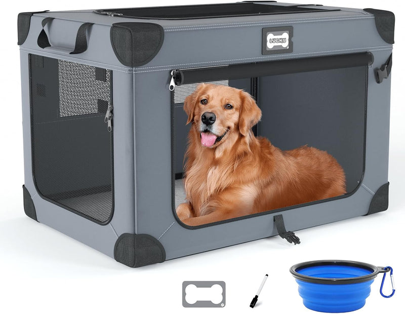 42 Inch Collapsible Dog Travel Crate for Soft Blanket and Foldable