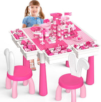 OCATO Kids Table and 4 Chairs Set Activity Table Kid Water Table – Fun for Kids & Family - Table and 2 Bunny Chairs Set