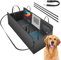 Dog Cover for Car Backseat with Crossbar Design, Hard Bottom Car Seat Cover for Dogs with Back seat Extender, Waterproof Dog Hammock for Full-Size SUV, and Truck