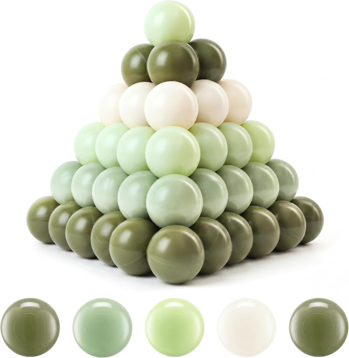 Clear Ball Pit Balls - Crush Proof Plastic Toy Balls for Boys and Girls – Fun for Kids & Family - 100 PACK / Pearl light green+Pearl green+Pearl dark green+Milk white