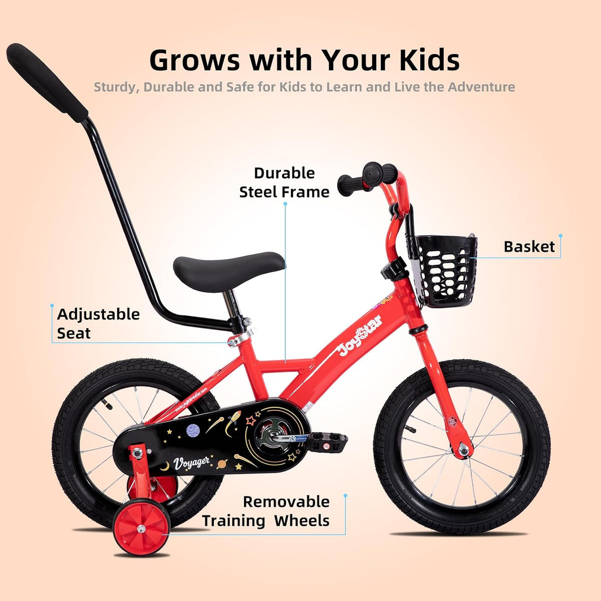 JOYSTAR 10" 12" 14" 16" Kids Bike for Boys and Girls Ages 1-7Y – Fun for Kids & Family - Red / 16 Inch with Training Wheels - image 2