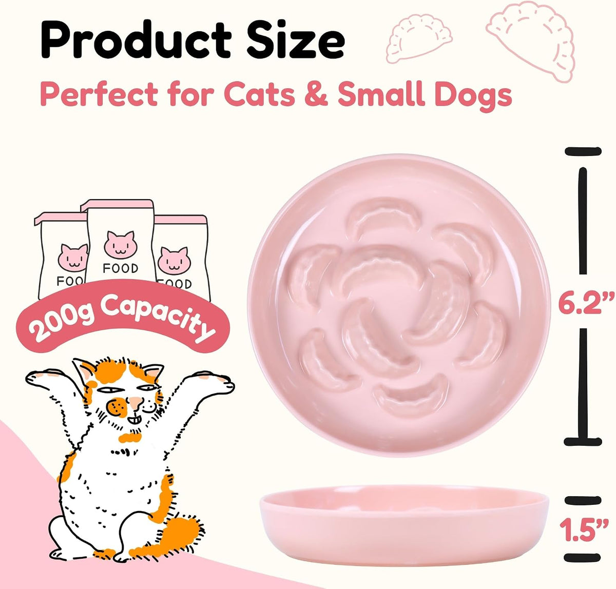 Slow Feeder Bowl for Cats and Small Dogs - 3 Pack - Pink+Blue+Green / 6.3''W x 1.5''H - image 2