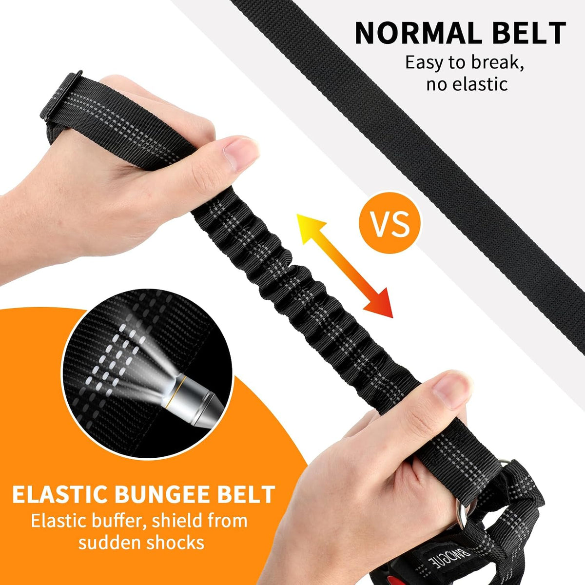 Dog Seat Belt for Car, Headrest Restraint Safety Lead, Dogs Cats – Essentials for Dogs - Black / Elastic(Double Leash) - image 3