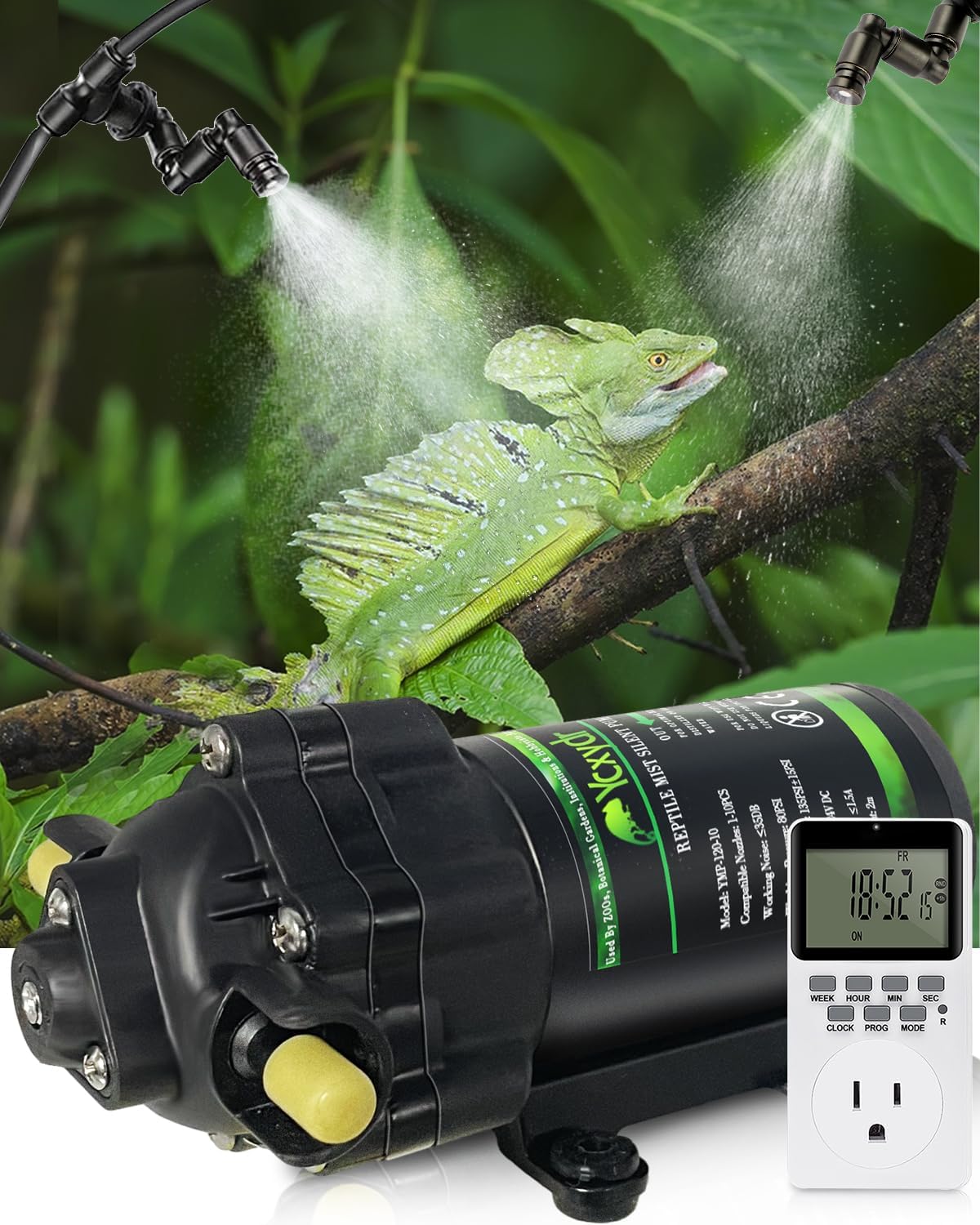 Automatic Reptile Mister System, Misting System with Timer - 2 Nozzles