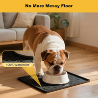 Pieviev Silicone Dog Cat Food Bowl Mat, Waterproof Raised Edge - S-16''X12'' / Black - image 4