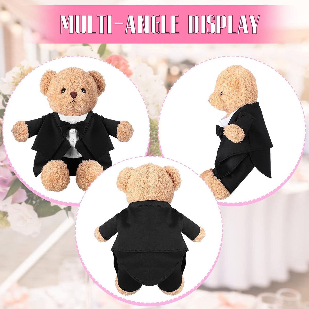 Minatee teddy bear tuxedo outfit in black and white with bow tie for 13 inch plush bears - view 2