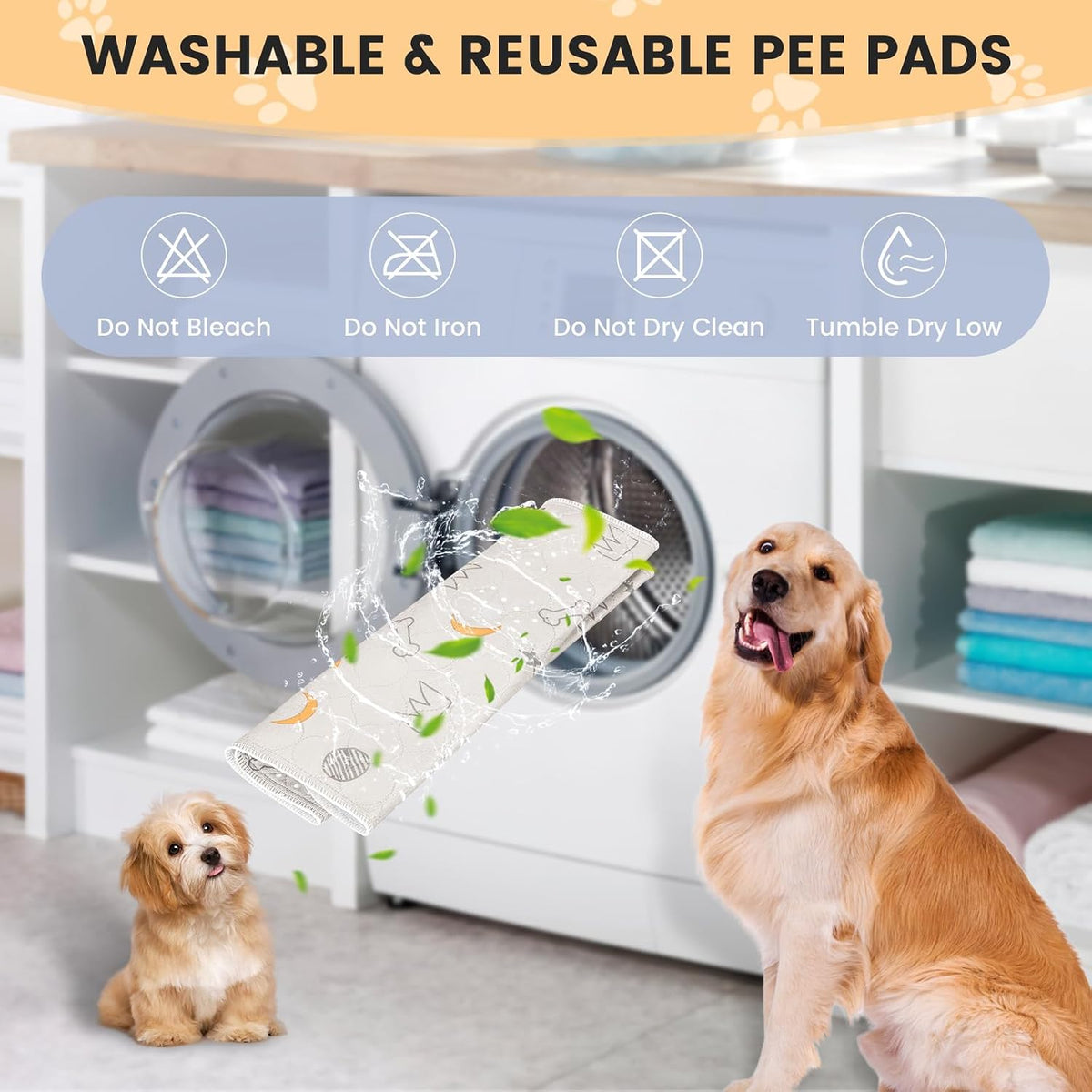 UPSKY Washable Pee Pads for Dogs 2 Pack 34" x 36", Waterproof - B-light Grey / 18x24 Inch (Pack of 4) - image 4