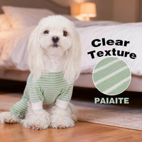 Blue Striped Dog Pajamas: 4-Legged Cotton Stretchable Jumpsuit Pjs - Blue Striped / S-(6~9lb) | Chest(~15.5") - image 2