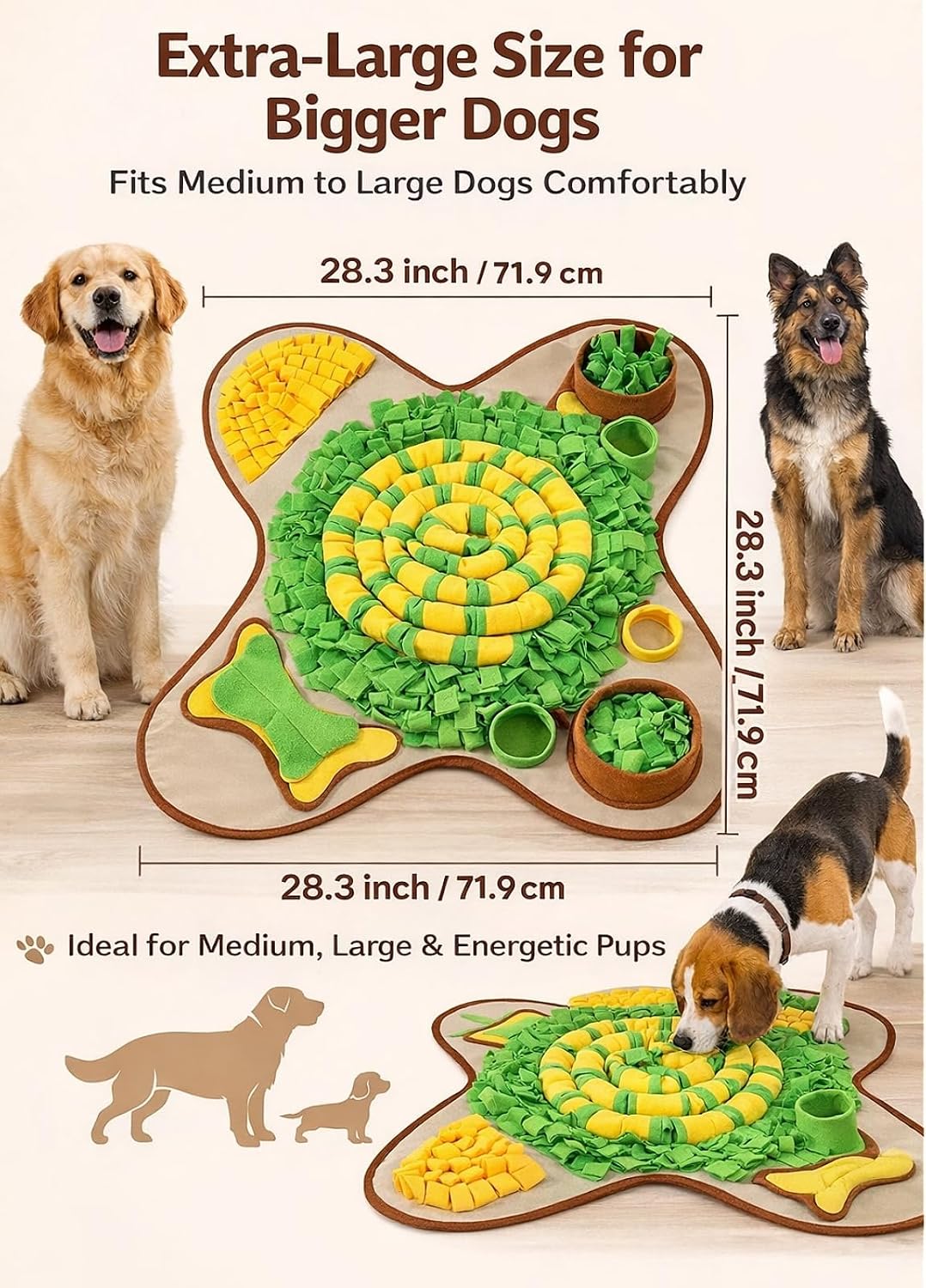 HOPET Snuffle Mat for Dogs Large Breed - 28*28 A-Green Flower Trap - image 3