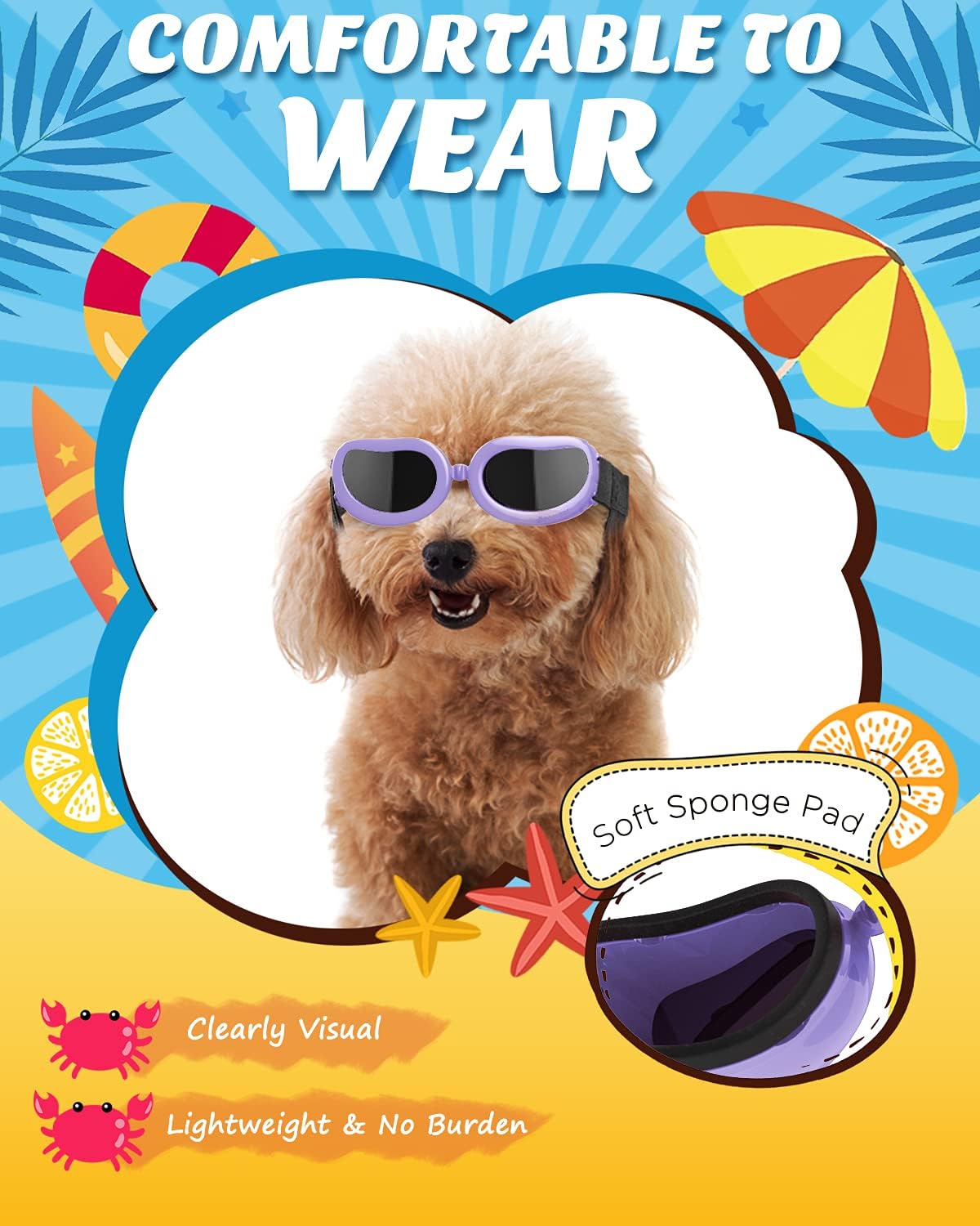 Lewondr Small Dog Sunglasses UV Protection Heart Shape Dogs Goggles - Macaron Purple / Solid - image 4