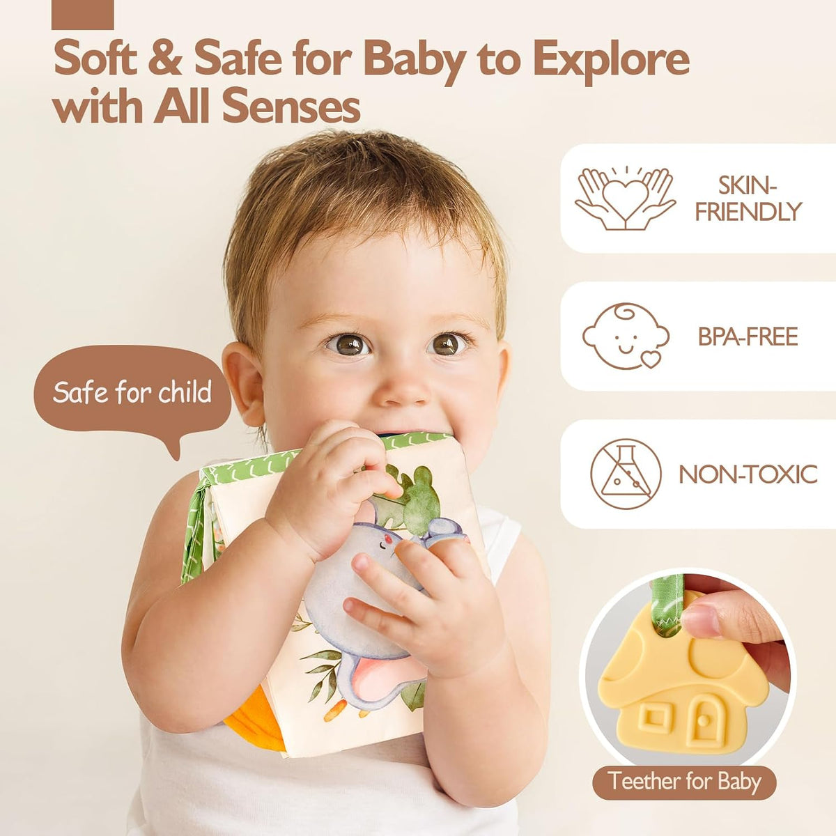 hahaland Baby Soft Cloth Crinkle Books Touch and Feel Sensory Infant - Sensory Book - image 4