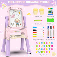 Amagoing Easel for Kids, Adjustable Standing Art Easel for Toddler, Double Side White Chalk Board - pink - image 2