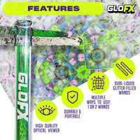 GloFX blue Liquid X kaleidoscope tube with blue and white glitter Vision Wands - view 10