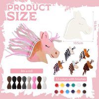 Geelin 24 unfinished wooden horse cutouts with paints, brushes and colored yarn - view 14