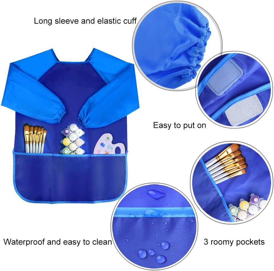 KUUQA Waterproof Children Art Smock Kids Art Aprons – Fun for Kids & Family - Blue, Red, Yellow, Pink / 4 - image 4