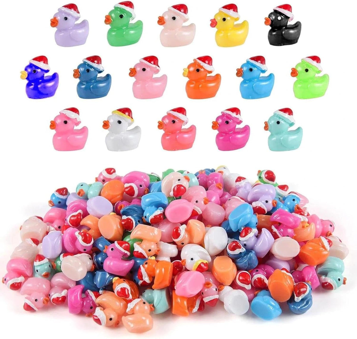 Mini Resin Duck Colorful Miniature Figures Micro Fairy Garden - 160 Christmas Duck