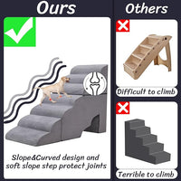 Dog Stair Steps for High Beds 36 inches Tall, 33D Foam Dog Ramp for Bed 32 inches, 7-Step Pet Stair Steps for Small Large Dogs for Bed Climbing, Non-Slip Dog Steps for Older Dogs/Cats, Grey