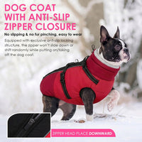 Large Dog Coat Waterproof Dog Winter Jacket with Harness TurquoiseL – Essentials for Dogs - Red / XX-Large - image 3