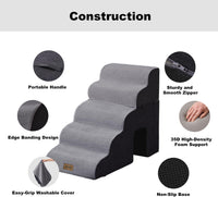 Dog Ramp for Large Dogs with Tunnel, 24" H 5 Steps for High Bed – Essentials for Dogs - 5-Steps Curved / Black Fleece - image 3