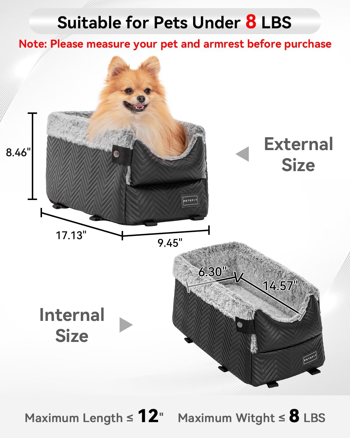 PETSFIT Center Console Dog Car Seat with Adjustable Seat-Rail Anchor - Black / Small - image 3