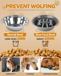 Elevated Dog Bowls for Medium Large Size Dogs - Grey / Medium Large with Mat / 1 Basic&1Slow Bowl - image 4