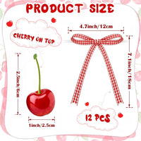Chunful fake cherry cake toppers with red polyester bows - view 11