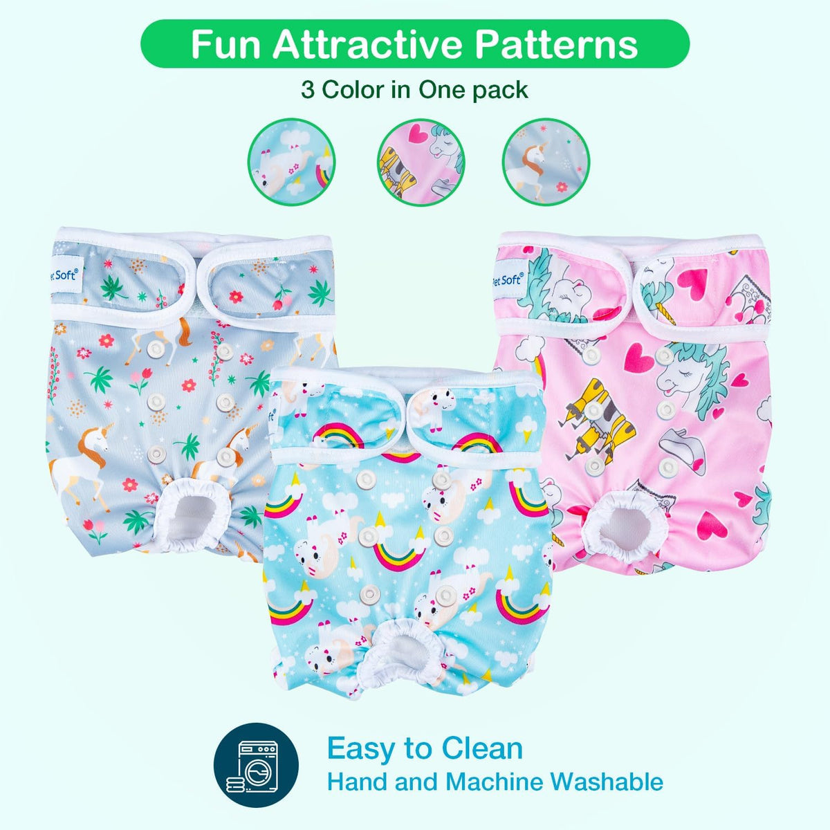 Pet Soft Female Dog Diapers, Puppy Diapers - Animals / Medium:14''-19'' - image 4