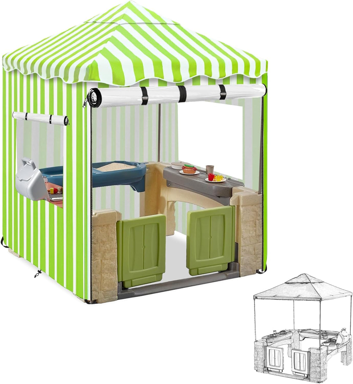 Hadisi black 600D waterproof outdoor kids playhouse cover with zippered front door - view 7
