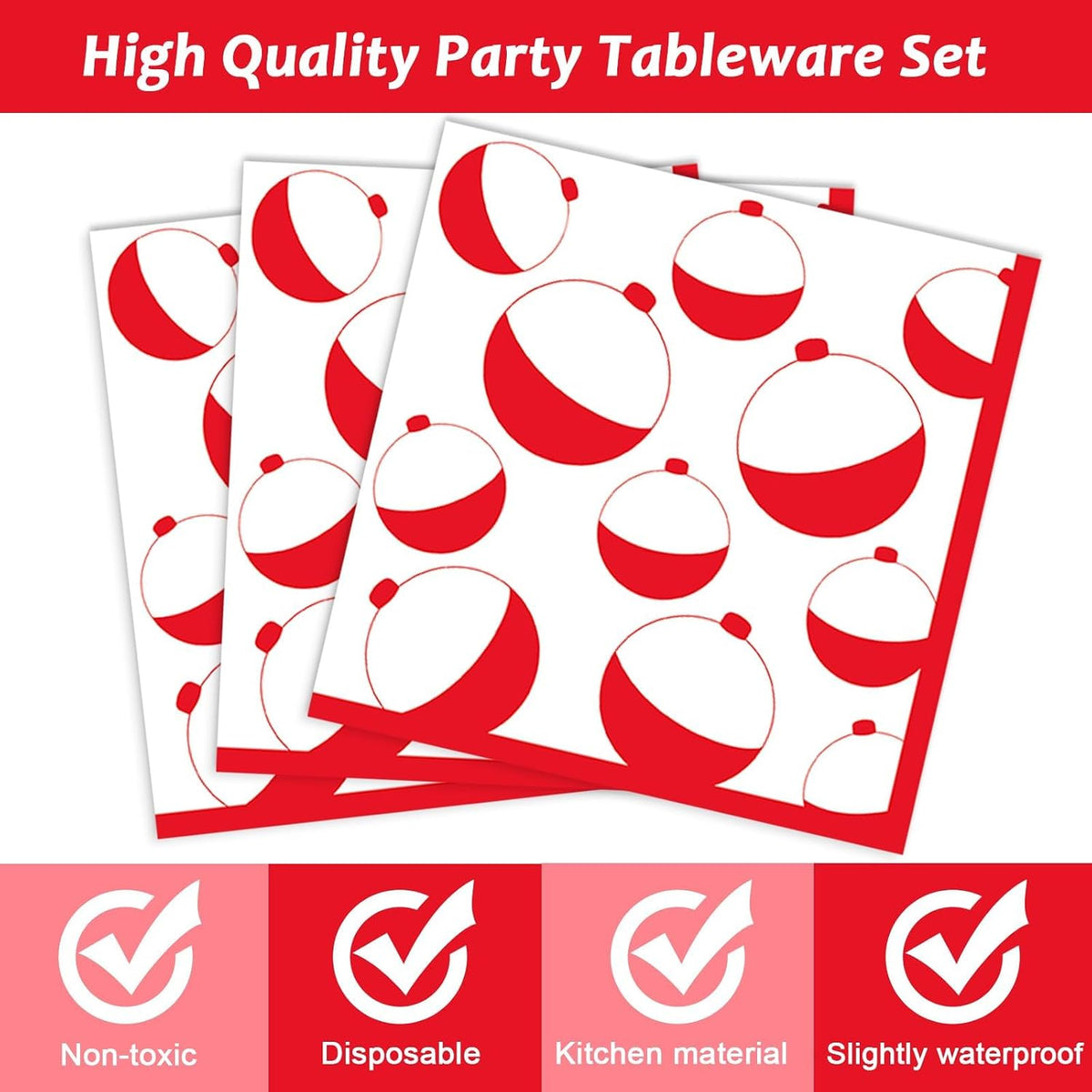 CHUNNIN 200 PCS Gone Fishing Party Plates Napkins Fishing Tableware - Gone Fishing - image 4