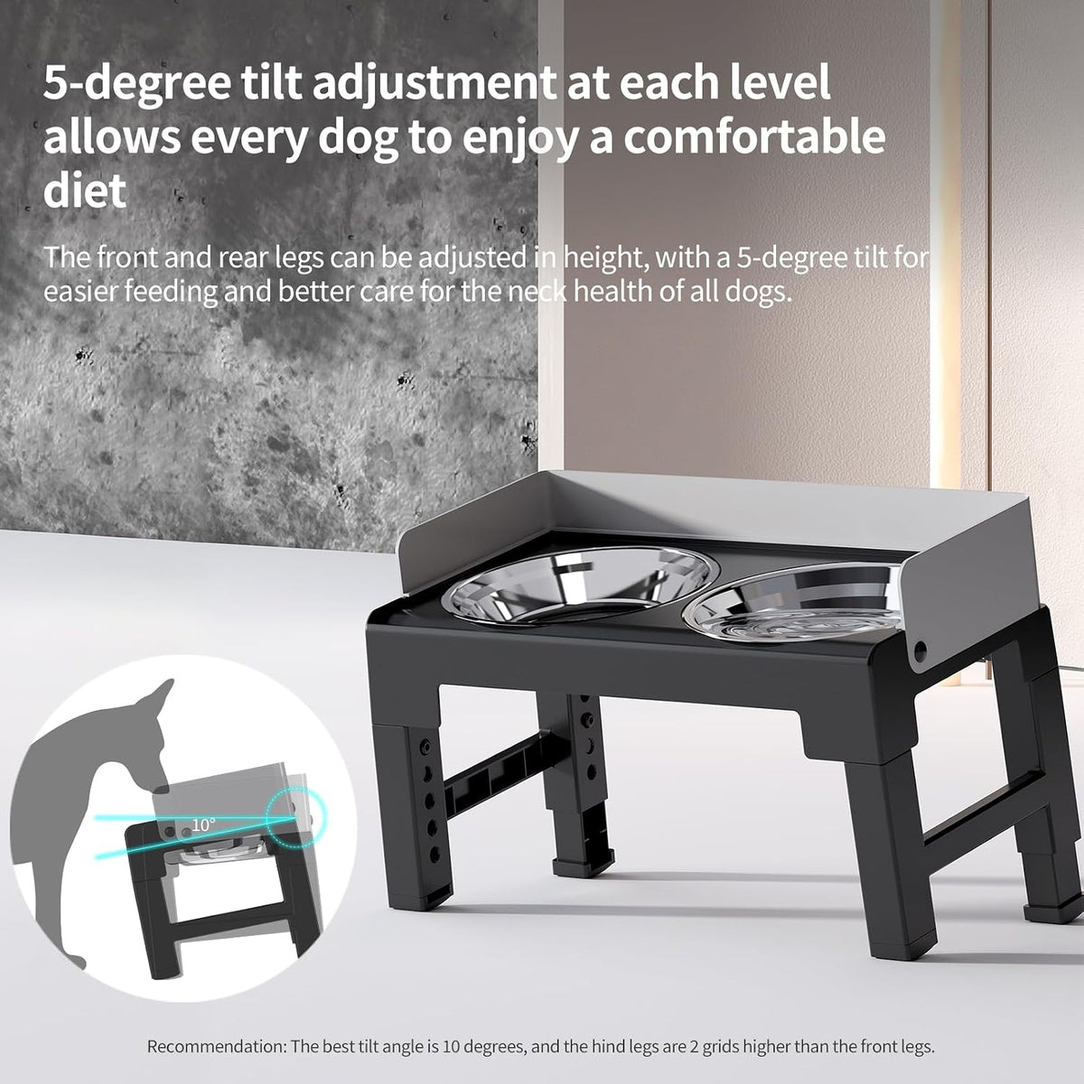Elevated Dog Bowls for Medium and Large Dogs - 2 Stainless Steel Bowls / Grey - image 3