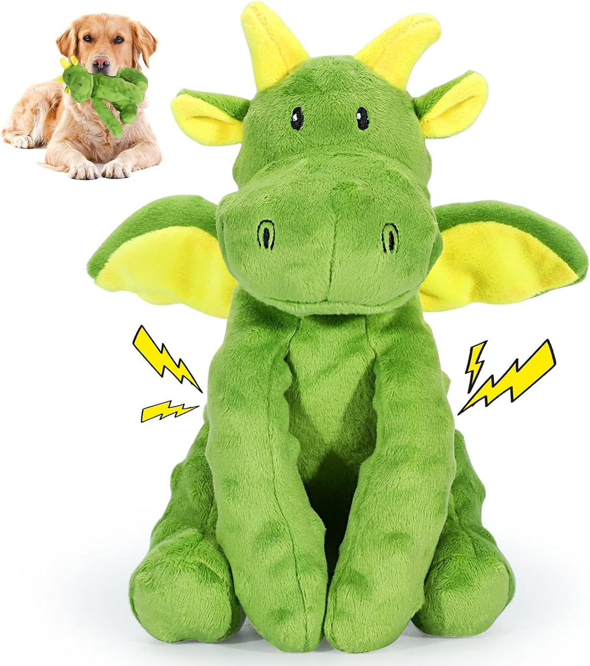 Letsmeet Plush Dog Toy with Crinkle Paper - Pterosaur