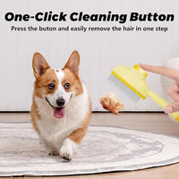 Flea Combs for Cats and Dogs with Release Button,Long & Short Stainless Steel Teeth for Deshedding, Fine Tooth Pet Brushes for Grooming Pet Hair Removal for Long and Short Hair 2 Pack
