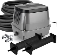 AquaMiracle All-in-1 Koi Pond Aeration Kit Pond Air Pump with Self-Sinking Airline Rubber Air Diffuser, Air Flow Control Pond Aerator for Outdoor Pond 5,000-10,000 Gallons