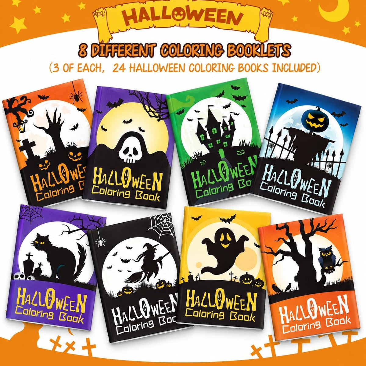 Max Fun Halloween coloring books for kids, 24 mini books with pumpkins, bats and ghosts - view 2