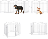 BHG Metal No-Assembly Freestanding Dog Gate with Door Walk Through - White / 6 panels - image 2