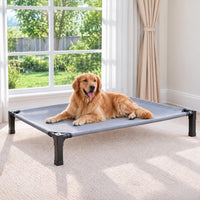 Elevated Dog Bed Raised Cooling Dog Cot for Large Dogs - Grey / 51.0"L x 36.0"W x 9.3"H
