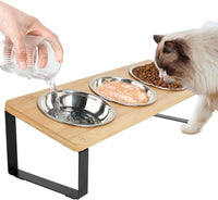 Elevated Cat Bowls with 3 Stainless Steel - S