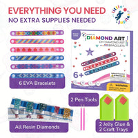 Little Jupiter diamond art bracelet kit with 6 EVA foam snap bracelets, resin gems and pen tools - view 5