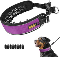 Mayerzon purple no pull dog collar with reflective threads and slider buckle
