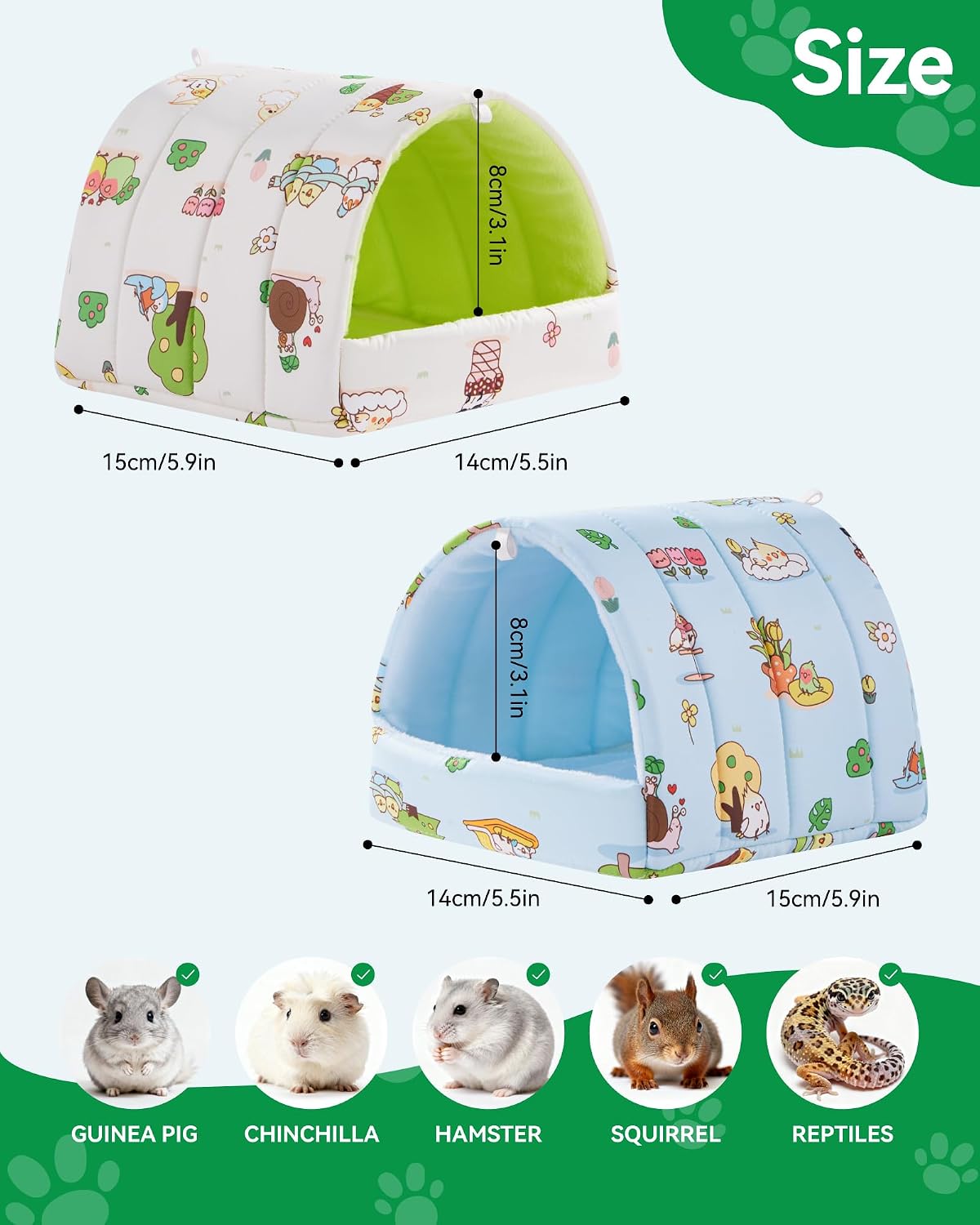 2 Pack Hamster Hideout Bed - Beige+Blue / 6*6in - image 2