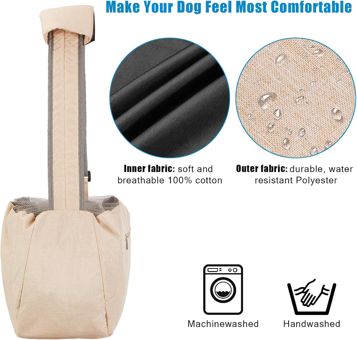 Ownpets XL Dog Sling 15-25lbs - Beige - image 4