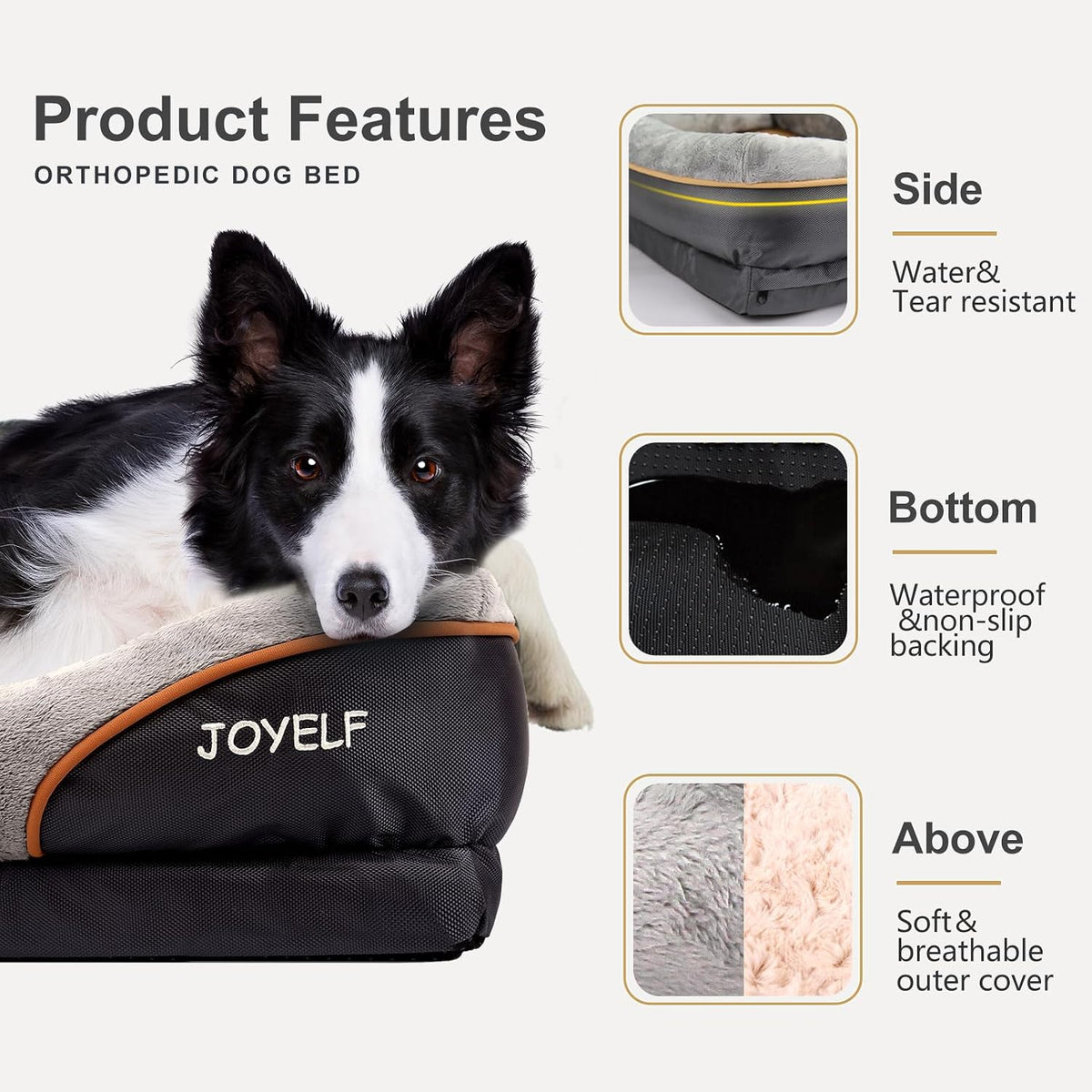 Medium Memory Foam Dog Bed Orthopedic Dog Bed & Sofa with Removable - Large-36"x27" - image 3