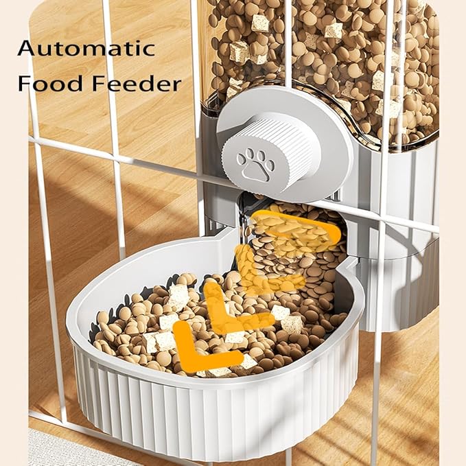 Hanging Automatic Bunny Food Water Dispenser, Gravity Rabbit Cage Feeder and Water Dispenser Ferret Cages Accessories, Cage Cat Food Bowl, for Chinchilla Guinea Pig Hedgehog (Blue)